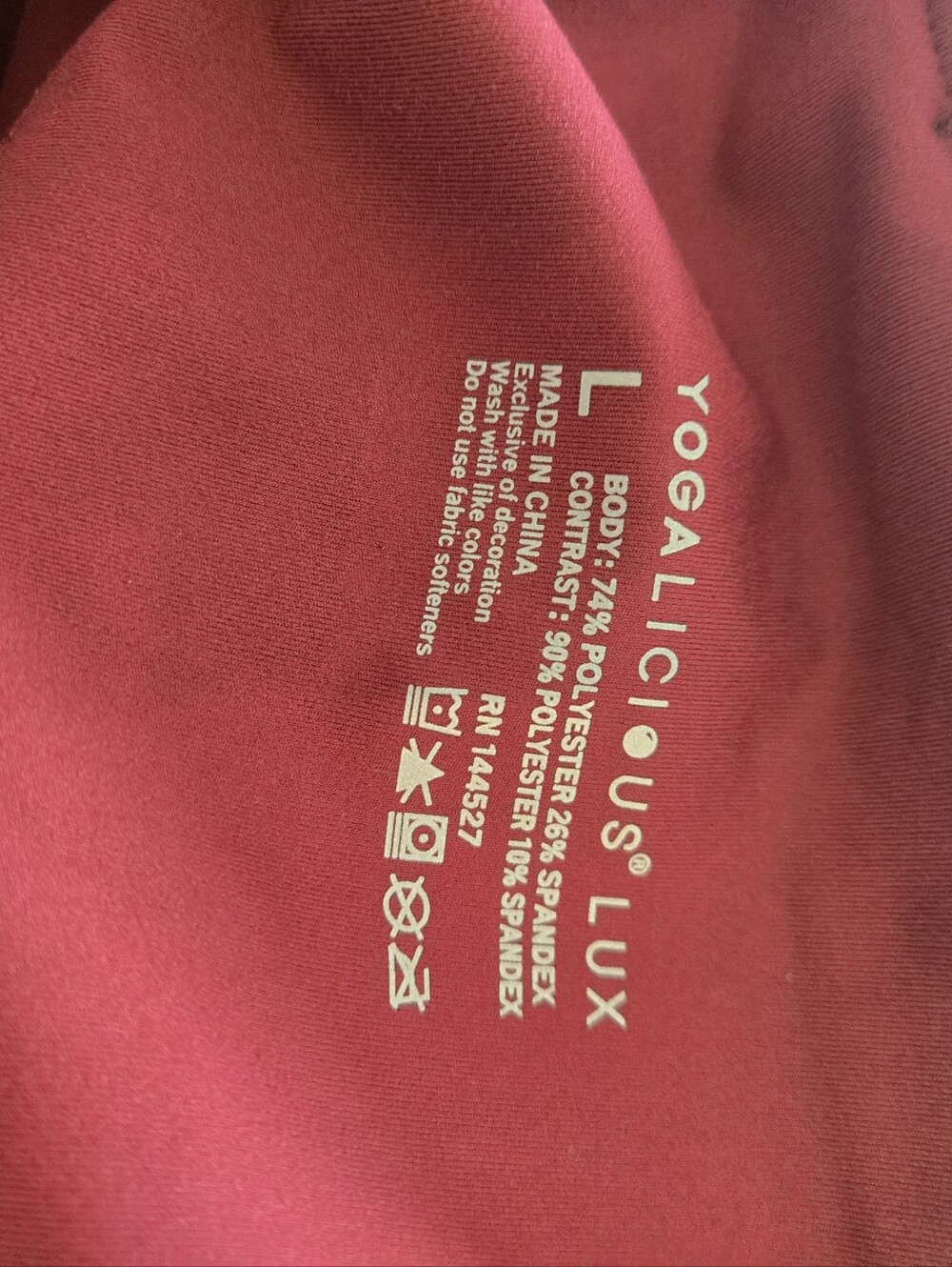 Yogalicious Lux High Waisted Leggings Burnt Raspberry NWT Size Large Women - Picture 5 of 5